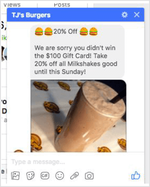 Facebook Messenger Angebot Beispiel