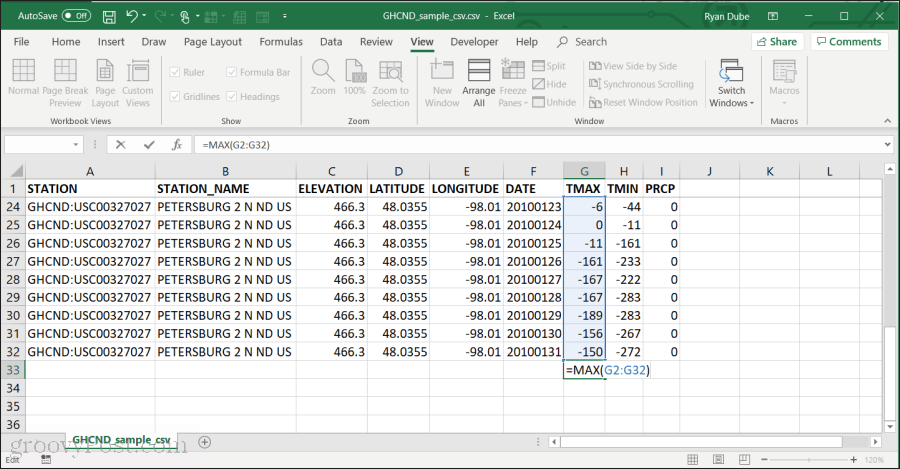 Verwenden der MAX-Funktion in Excel