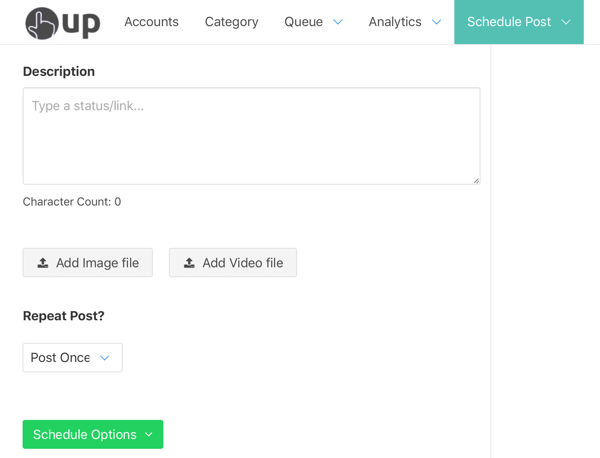Option zum Planen Ihres Beitrags über OneUp.