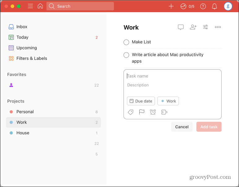 Todoist Mac-App