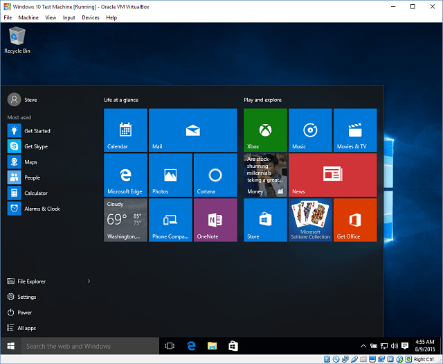 14 Windows 10 in VirtualBox