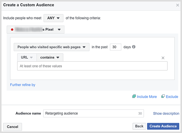Benutzerdefinierte Facebook-Zielgruppen können Personen erneut ansprechen, die Ihre Verkaufs- oder Produktseite besucht haben.