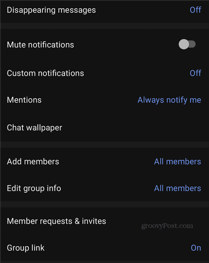 Optionen für WhatsApp to Signal Groups