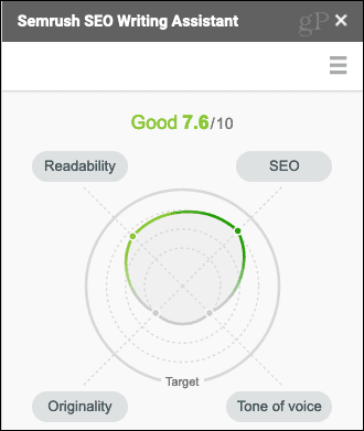 Semrush SEO Writing Assistant Angepasste Punktzahl