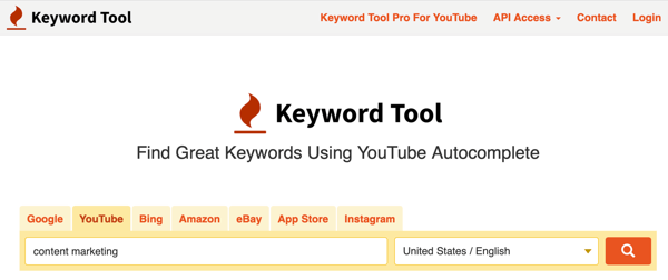 Keyword-Tool-Recherche-Keywords auf der Registerkarte YouTube Schritt 1.