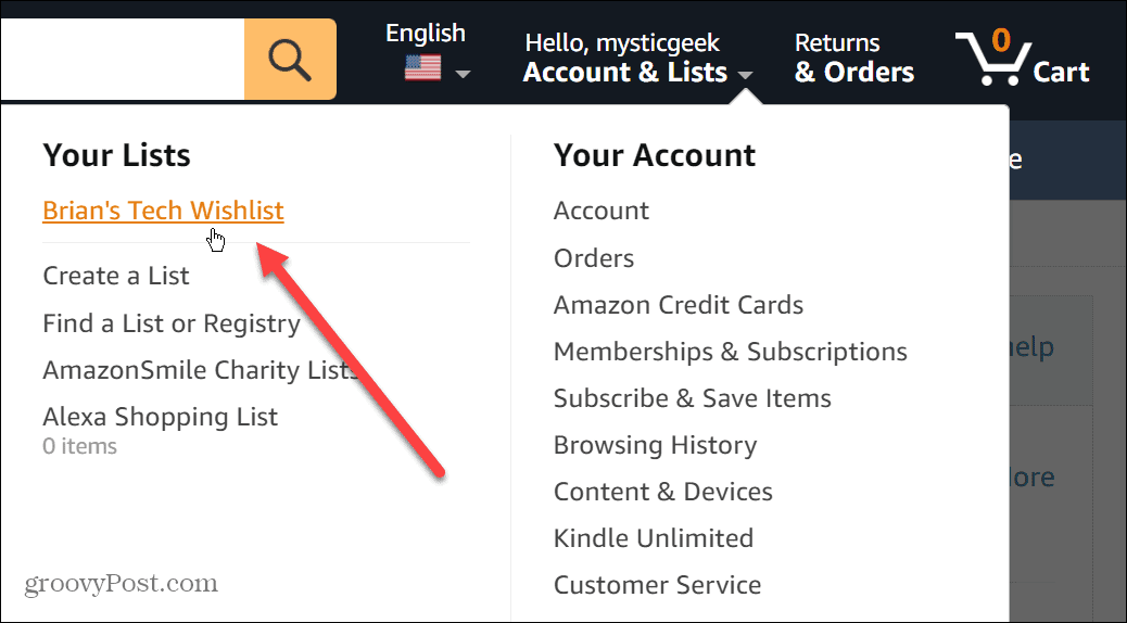 Teilen Sie eine Amazon-Wunschliste