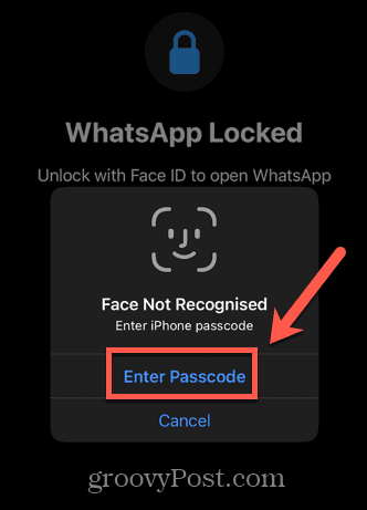 WhatsApp Passcode eingeben