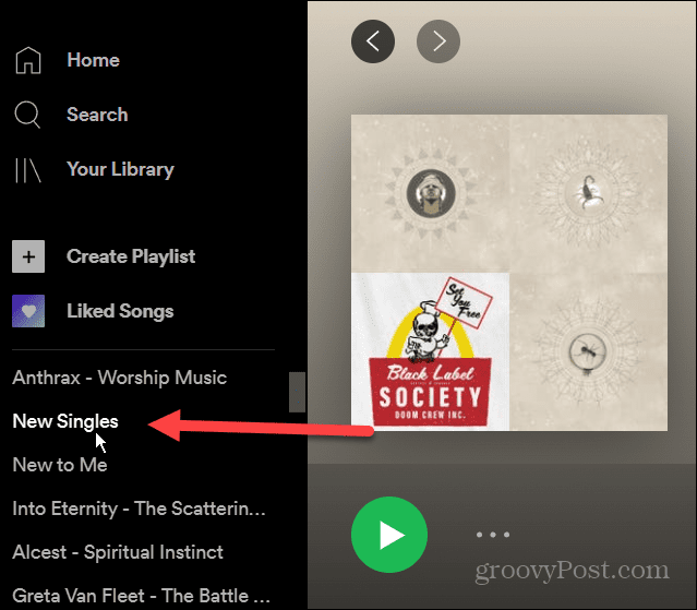 Wiedergabeliste auswählen Spotify-Desktop
