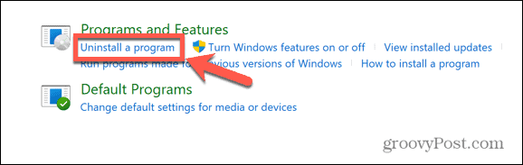 Programm zur Deinstallation der Windows-Systemsteuerung