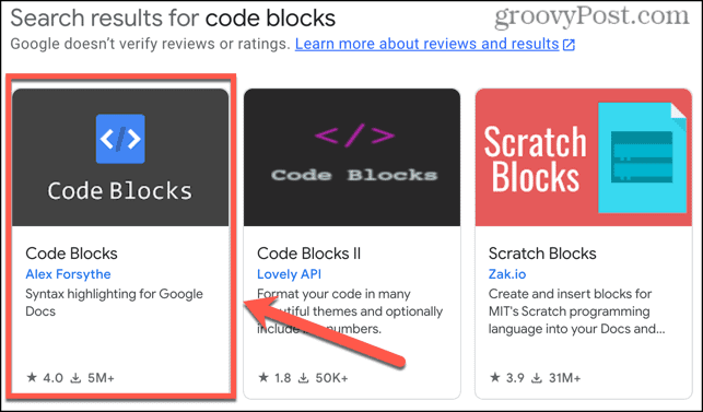 Add-on zum Blockieren von Google Docs-Code