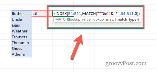Excel-Index-Match-Formel
