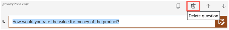 Löschen einer Frage in Microsoft Forms
