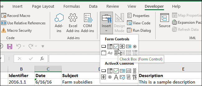 Kontrollkästchen einfügen Entwickler Excel