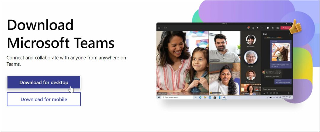 Microsoft Teams-Downloadseite