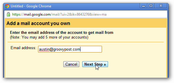 E-Mail-Adresse hinzufügen
