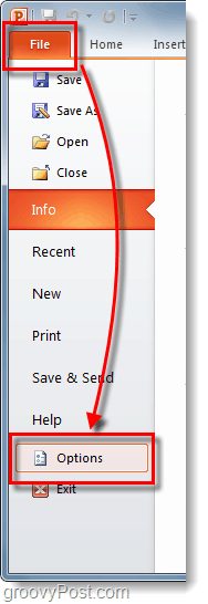 Optionen für das Powerpoint 2010-Dateiband