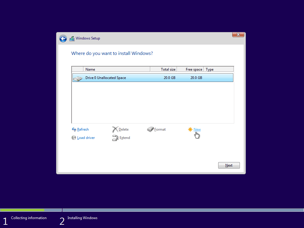 07 Neue Partition aus nicht zugewiesenem Speicherplatz erstellen 5 Windows 10 Clean Install
