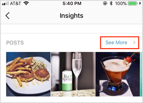 Instagram Insights Beiträge Mehr anzeigen
