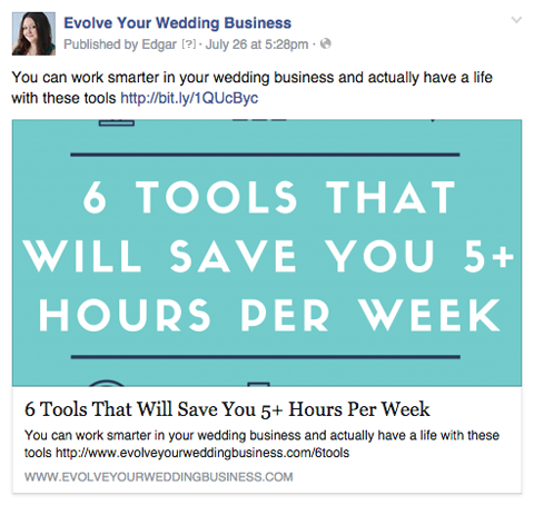 Entwickeln Sie Ihren Facebook-Beitrag für das Hochzeitsgeschäft