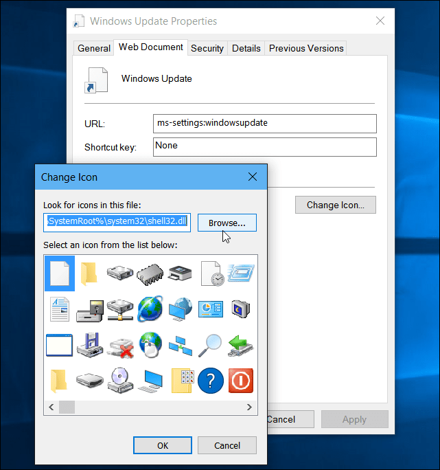 Windows 10: Erstellen Sie einen Desktop oder starten Sie eine Verknüpfung für Windows Update