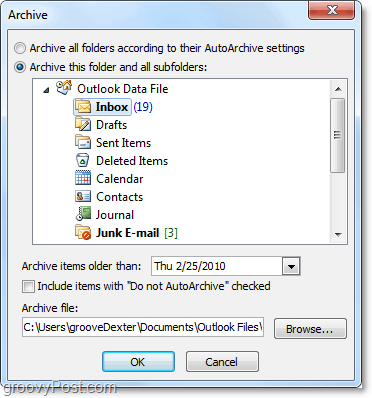 manuelle Archiveinstellungen in Outlook 2010