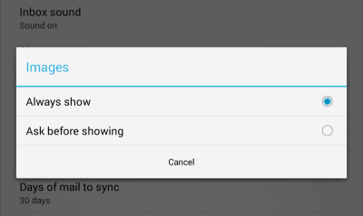 Google Mail Android externe Bilder nie