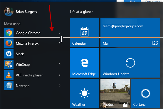 Ändern Sie die Größe des Windows 10-Startmenüs