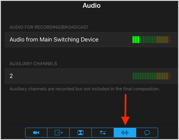 Switcher Studio Audio für die Aufnahme von Sendungen