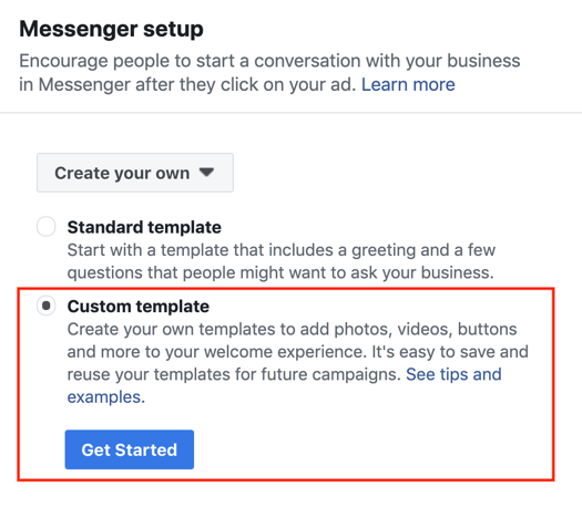 Facebook Klicken Sie auf Messenger-Anzeigen, Schritt 3.