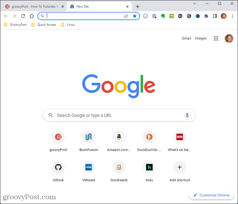 Standardseite „Neuer Tab“ in Chrome