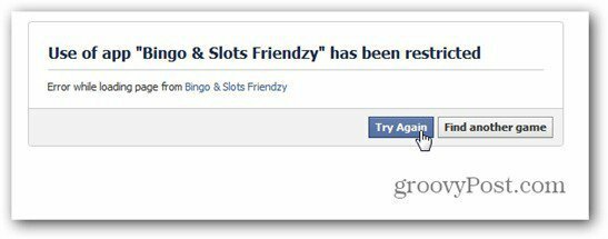 Bingo Slots Friendzy Facebook eingeschränkt