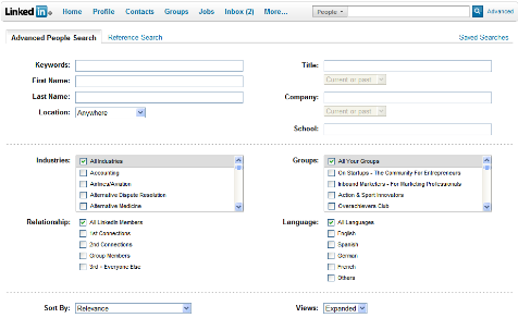 Linkedin erweiterte Suche