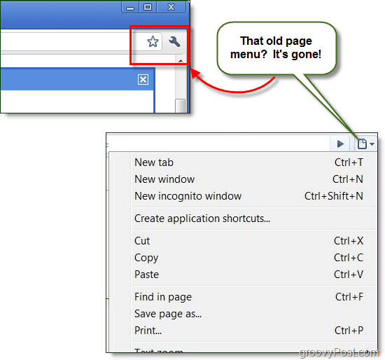 In der Google Chrome-Menüleiste wird nur das Schraubenschlüsselsymbol angezeigt