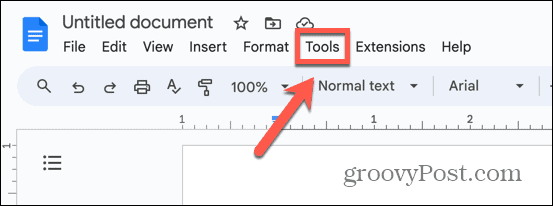 Menü „Extras“, um zu beheben, dass die Rechtschreibprüfung von Google Docs nicht funktioniert