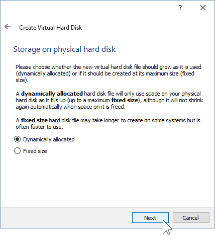 06 Festlegen des Speichertyps für VM (Windows 10-Installation)