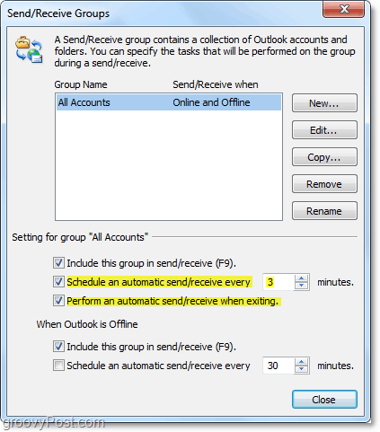 Bearbeiten Sie die automatische Sende- und Empfangszeit in Outlook 2010