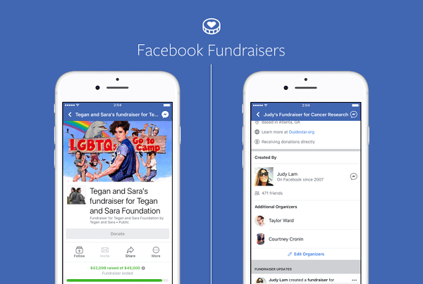 Facebook-Seiten für Marken und Persönlichkeiten des öffentlichen Lebens können jetzt die Spendenaktionen von Facebook verwenden, um Geld für gemeinnützige Zwecke zu sammeln, und gemeinnützige Organisationen können dies auch auf ihren eigenen Seiten tun.