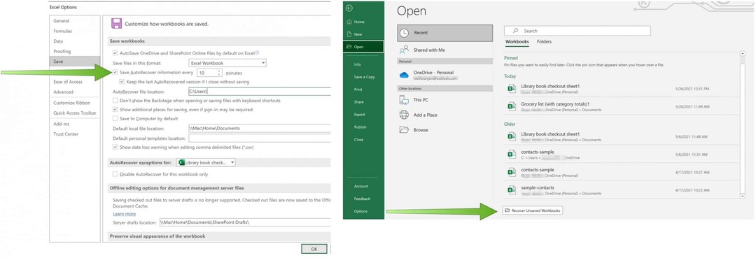 Speichern Sie Excel-Dateien in OneDrive AutoRecover in Excel