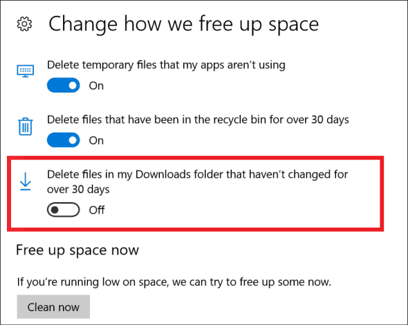 Storage Sense-Einstellungen