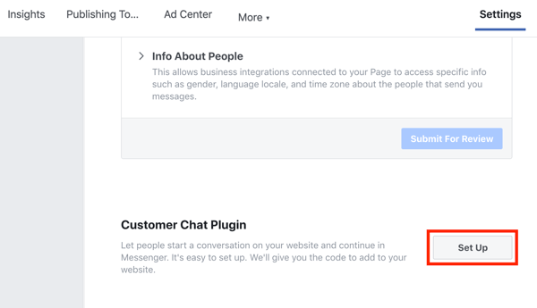 Verwenden Sie Google Tag Manager mit Facebook, Schritt 9, und richten Sie Ihr Facebook-Kundenchat-Plugin ein