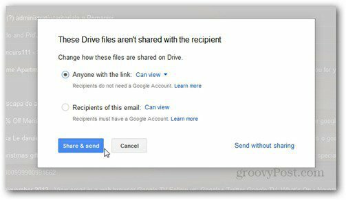 Senden Sie mit Google Drive-Rechten