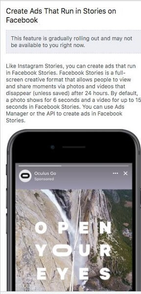 Facebook Stories-Anzeigen werden nach und nach für mehr Nutzer geschaltet.