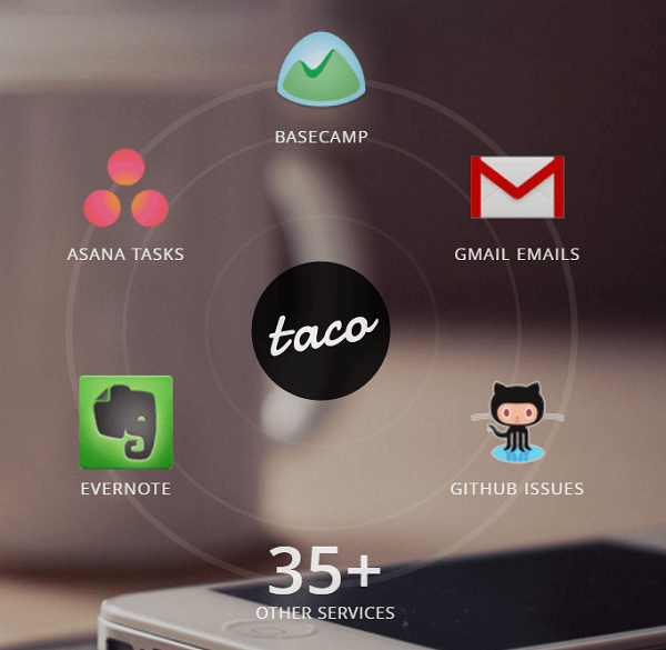 Verbinden Sie alle Ihre Dienste mit der Taco-App.