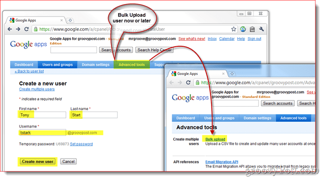 Optionaler Massen-Upload von Google Apps