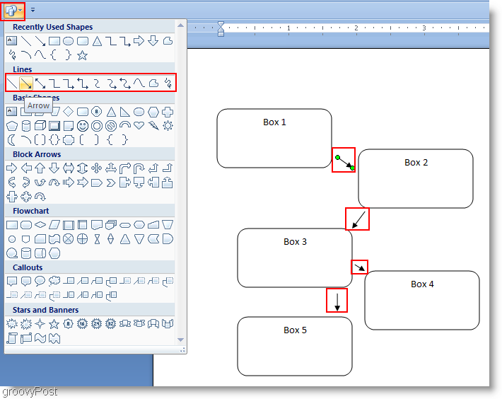 Microsoft Word 2007 LInes-Flussdiagramm