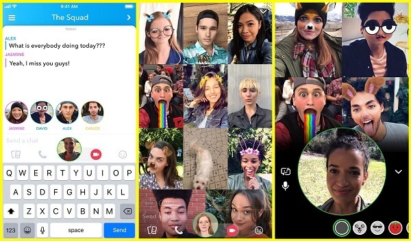 Snapchat führt einen Gruppenvideo-Chat für bis zu 16 Personen ein.