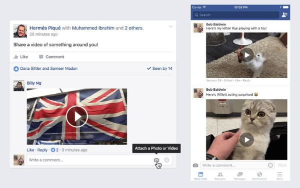 Facebook Video in Kommentaren