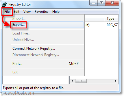 Export von Windows 7 und Vista-Registrierung