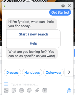 Dieser Facebook Messenger Chat-Bot hilft Kunden, Kleidung zum Kauf zu finden.