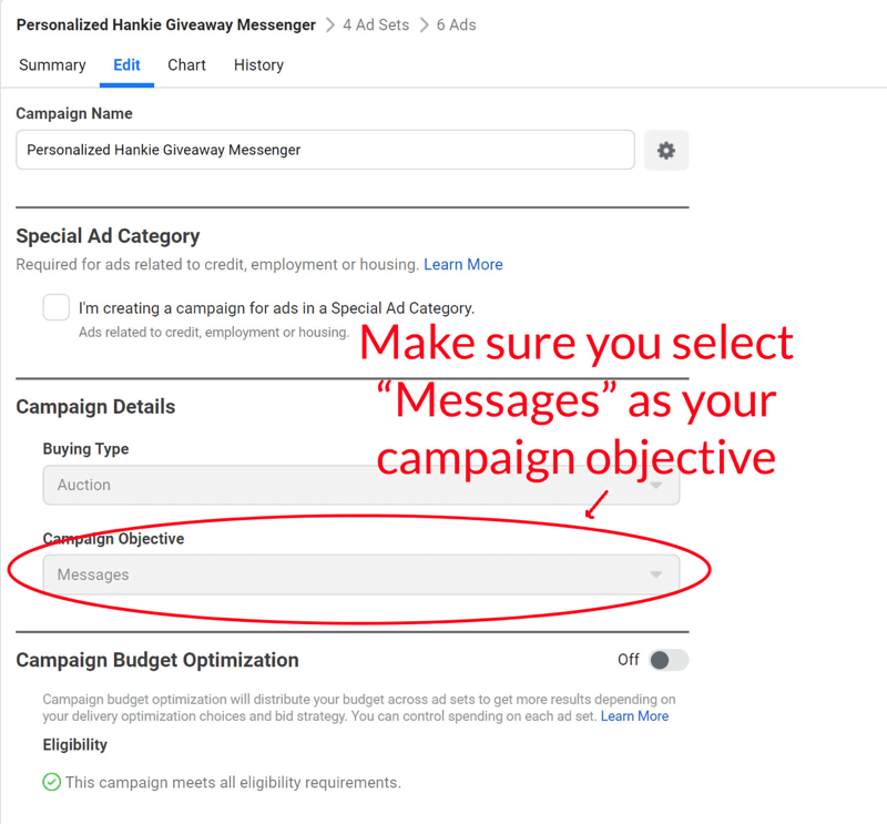 Facebook Messenger Werbegeschenk Messenger Anzeige einrichten Schritt 6